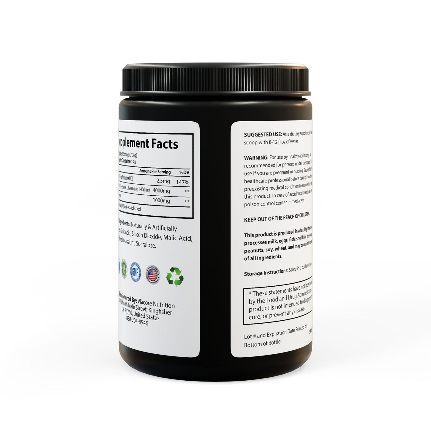 BCAA Supplement - Watermelon Flavor (325g, 11.46oz, 45 servings)