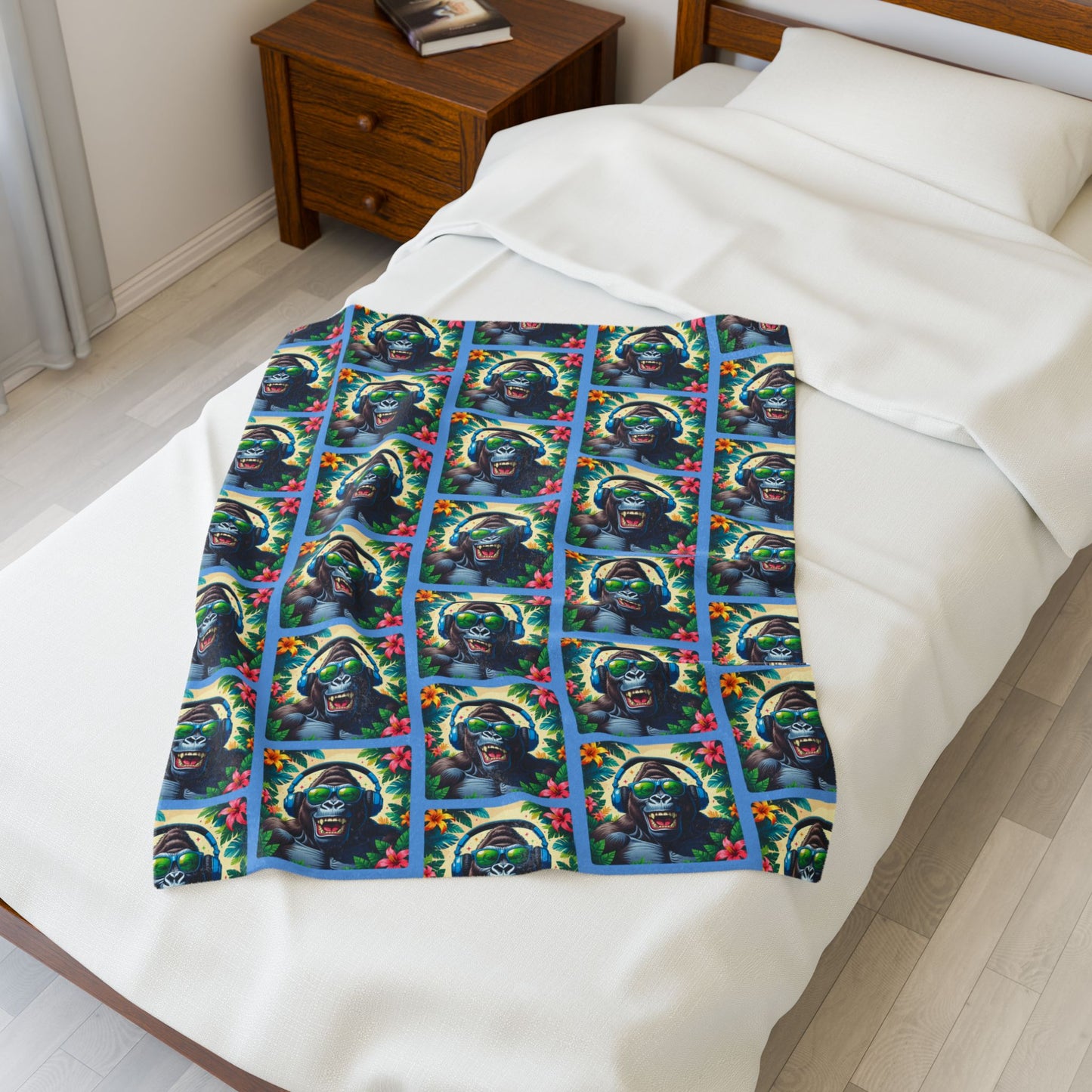 Music Makes Me Happy Velveteen Plush Blanket
