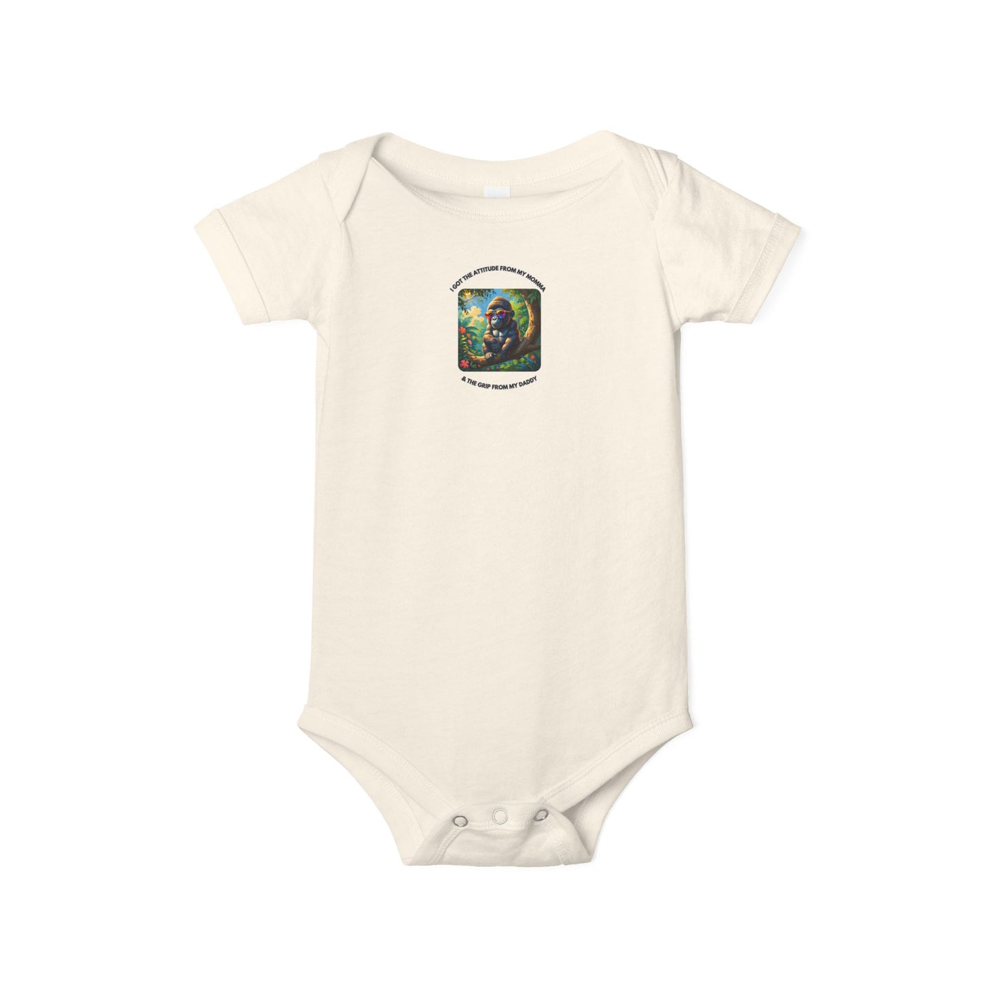 Infant Jersey - One Piece - I Get my Attitude from My Momma & My Grip from My Daddy!