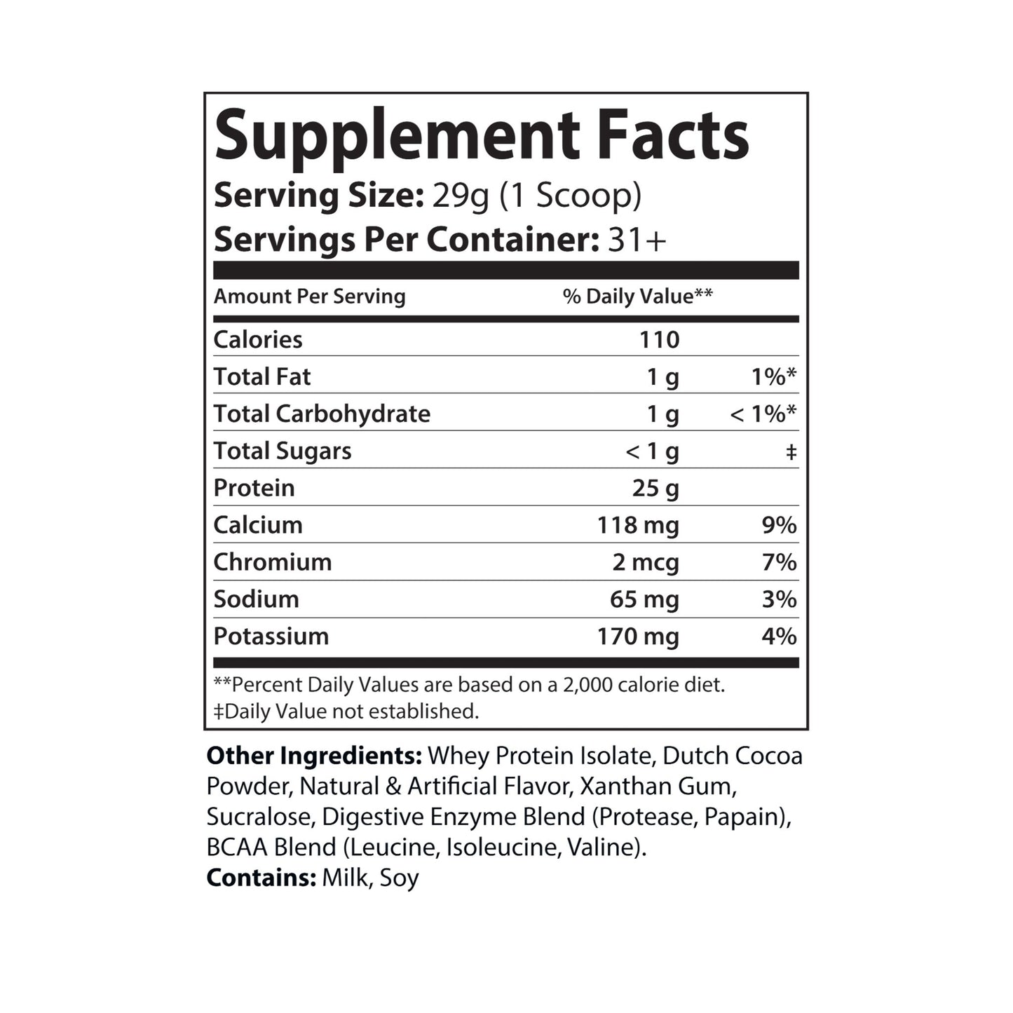 Whey Isolate Protein Supplement - Chocolate Flavored (907g, 2lb)