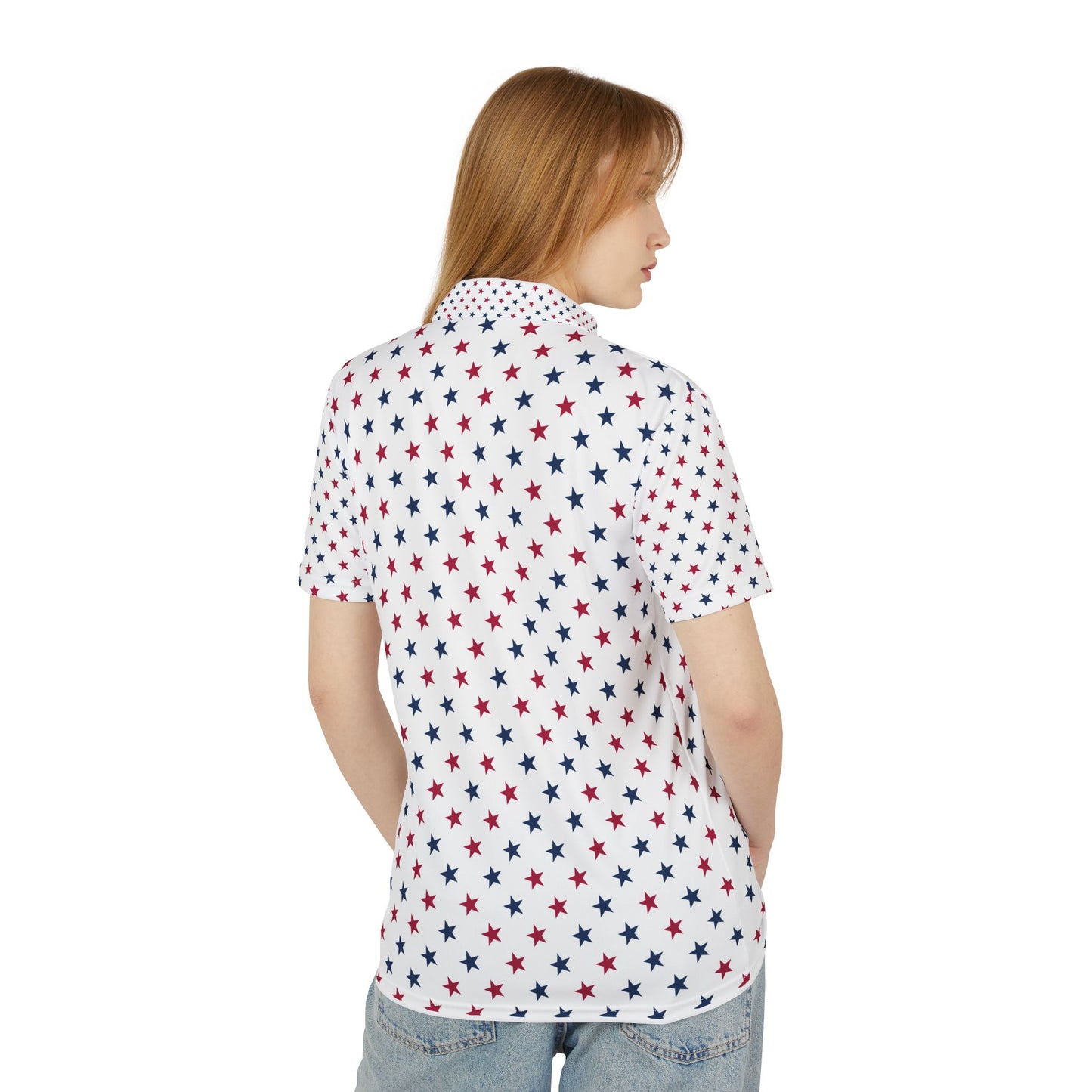 Patriotic Star Print Polo Shirt - Unisex