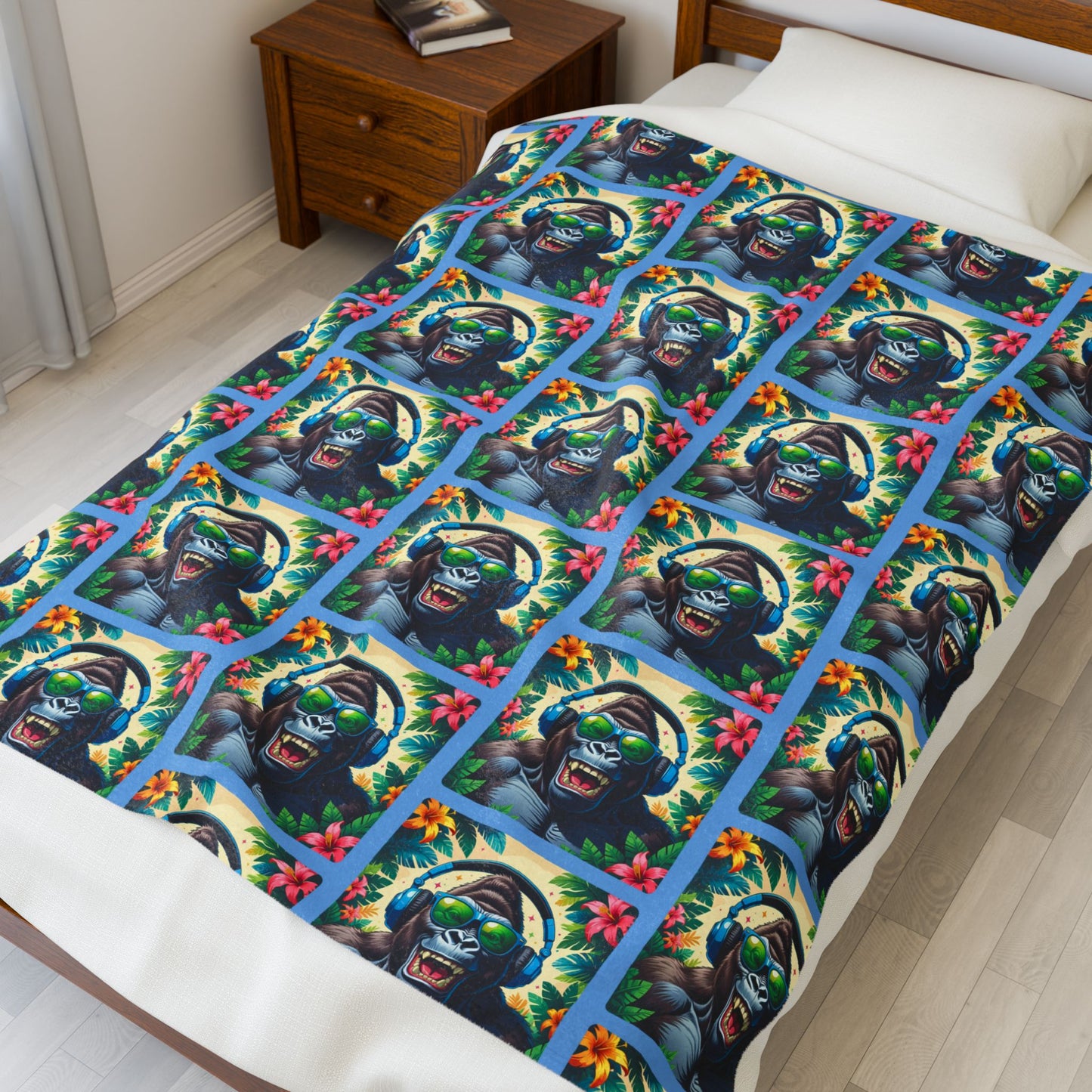 Music Makes Me Happy Velveteen Plush Blanket