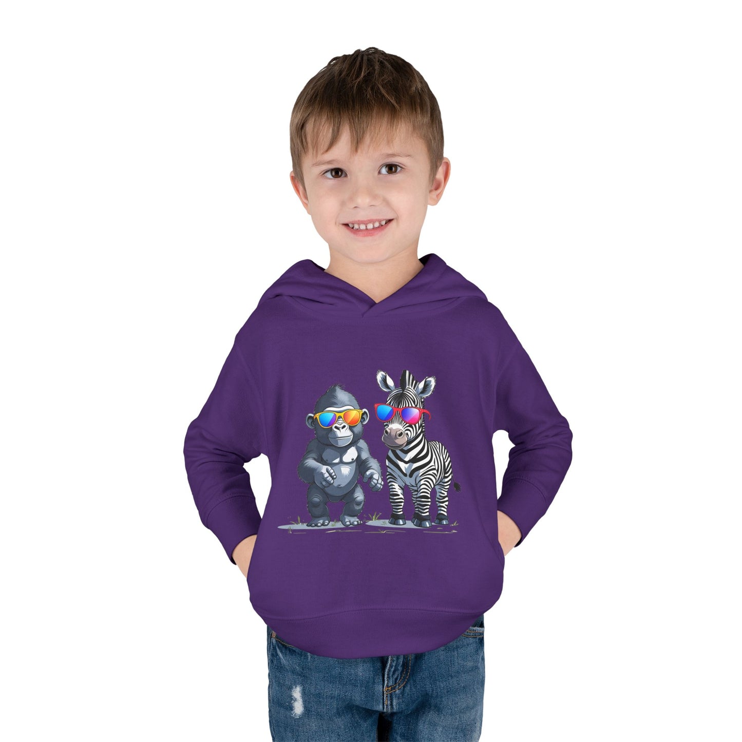 Cool Kids Pullover Hoodie - FUN Gorilla & Zebra Friends
