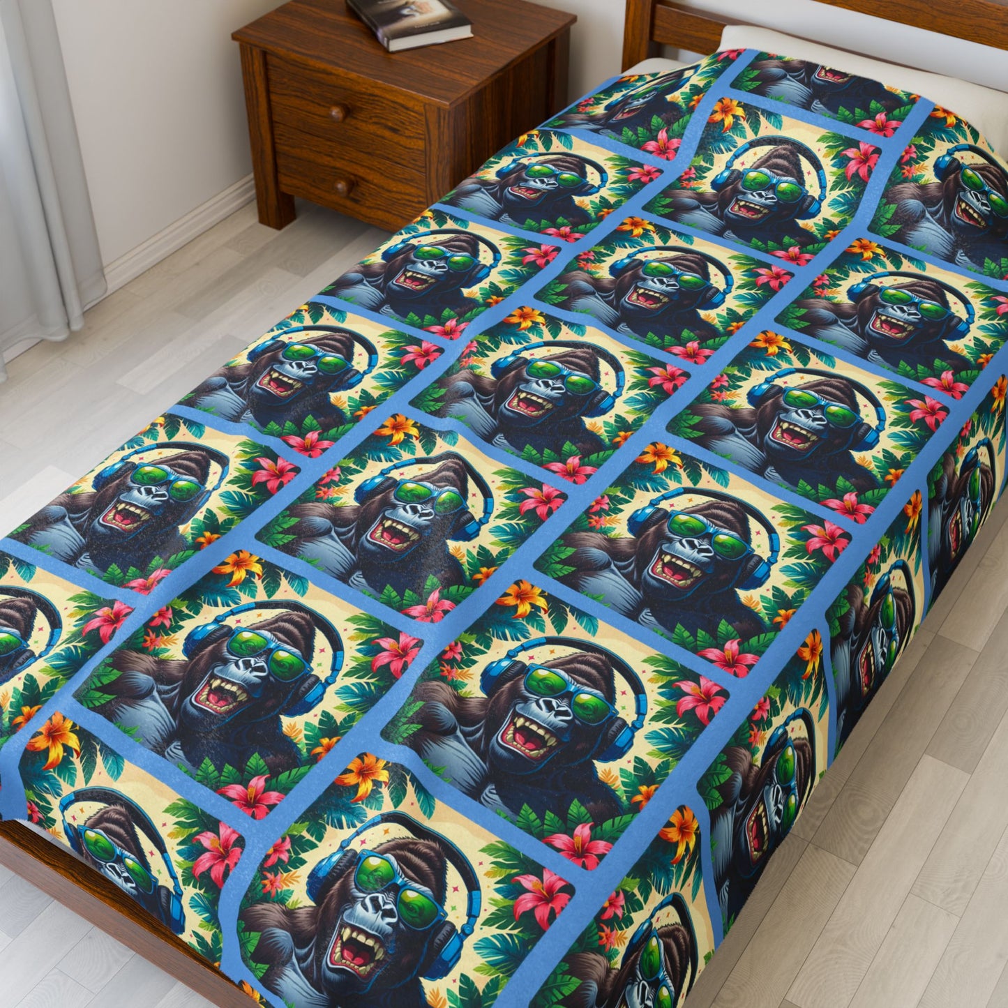 Music Makes Me Happy Velveteen Plush Blanket