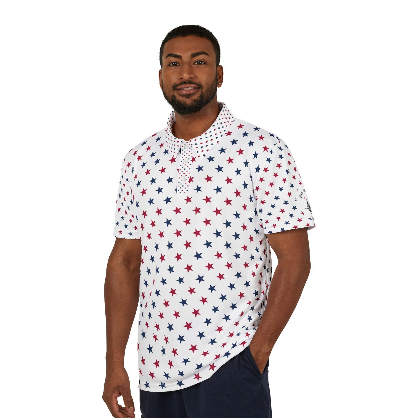 Patriotic Star Print Polo Shirt - Unisex